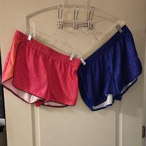 Reebok Women's Pink and Blue Athletic Shorts Set